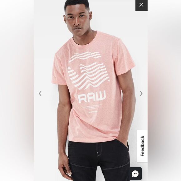 G-Star Raw T-Shirt Rinor Crewneck Cotton G Raw Print Red Medium Sold Out - Picture 1 of 10